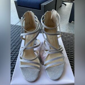 NWT Jessica Simpson Stassey Elegant Silver Strappy Heels